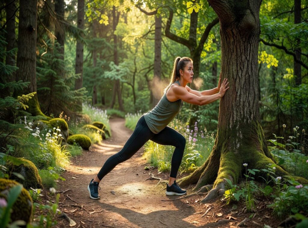 runner stretching outdoors